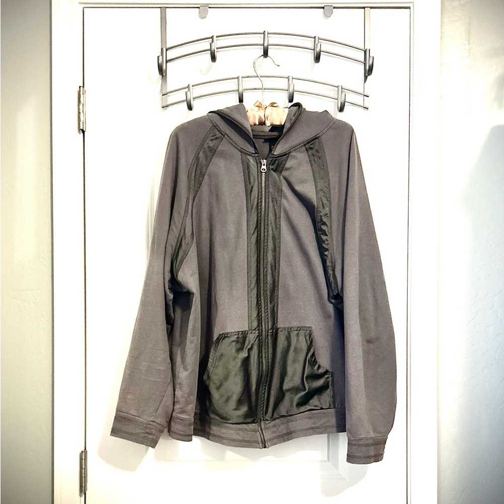 Lane Bryant Grey Sweatshirt with Grey Satin Accent and Hood Size 22/24W